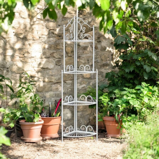 Cream Four Tier Corner Garden Shelves from Fig and Rose