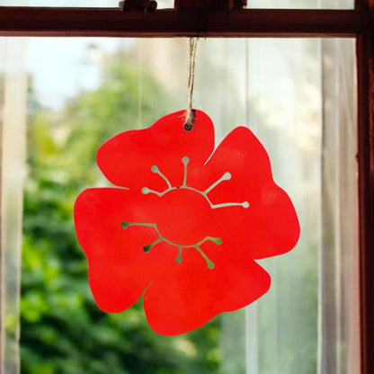 Remberance Metal Poppy Hanging Ornament