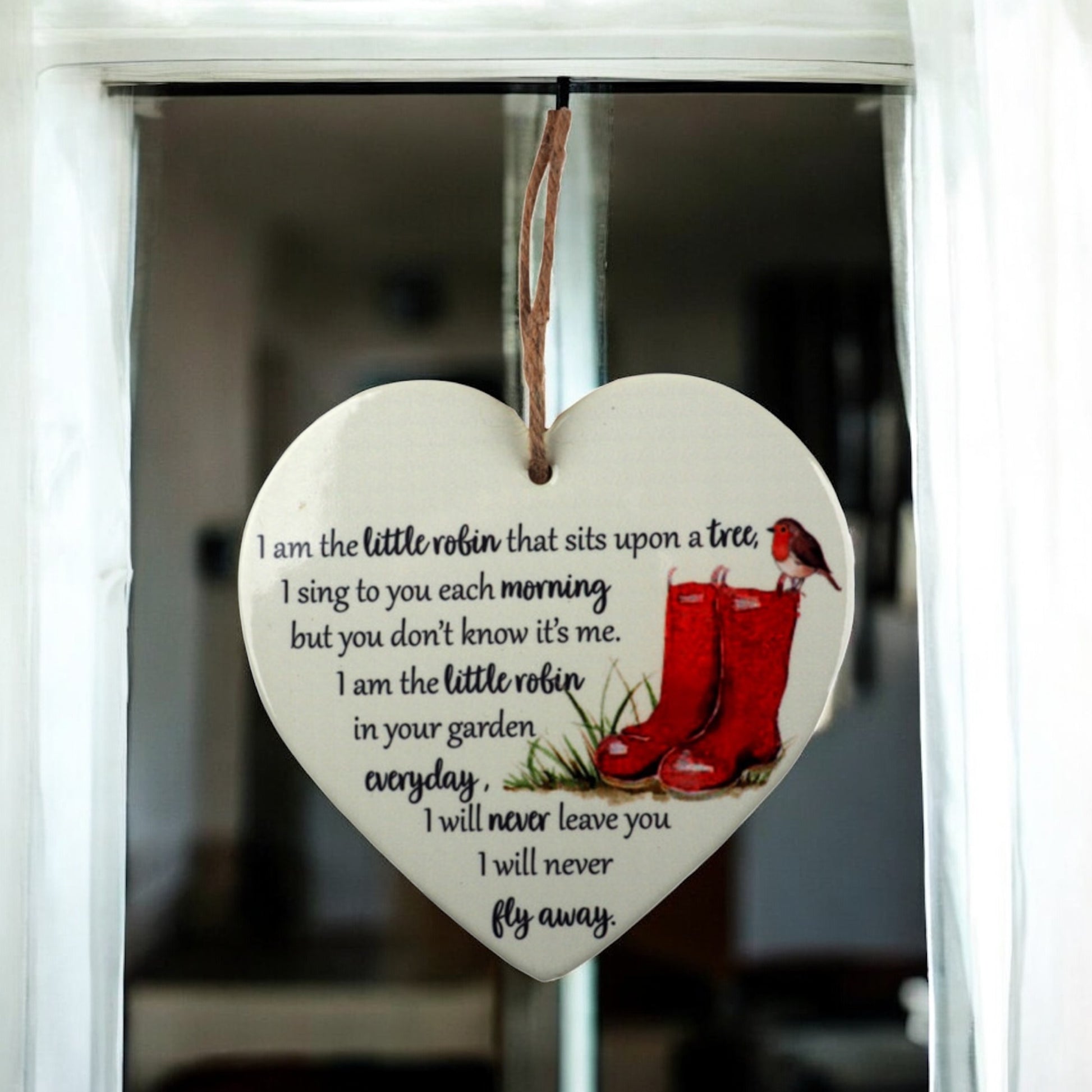 A Robin Memorial Heart Hanging Decoration from Fig and Rose.