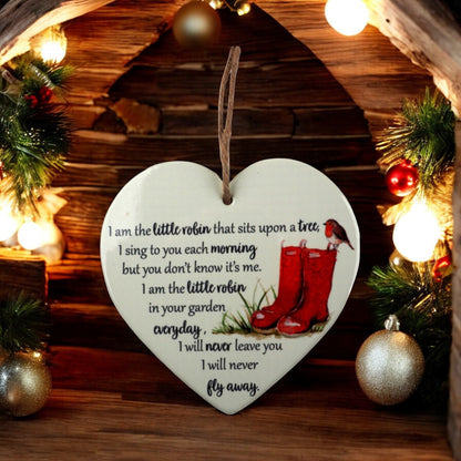 A Robin Memorial Heart Hanging Decoration from Fig and Rose.