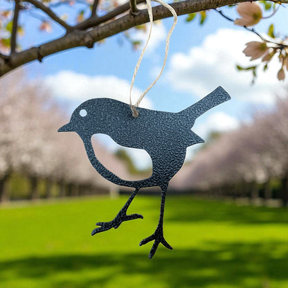 A Metal Robin Hanging Decorations – Set of 3 | Black or Rustic Steel Remembrance Gift from Fig and Rose.