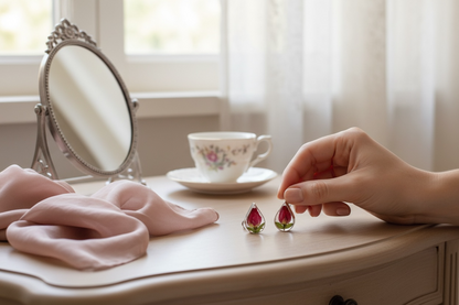 A Rose Bud Silver Stud Earrings available to buy from Fig and Rose Home.