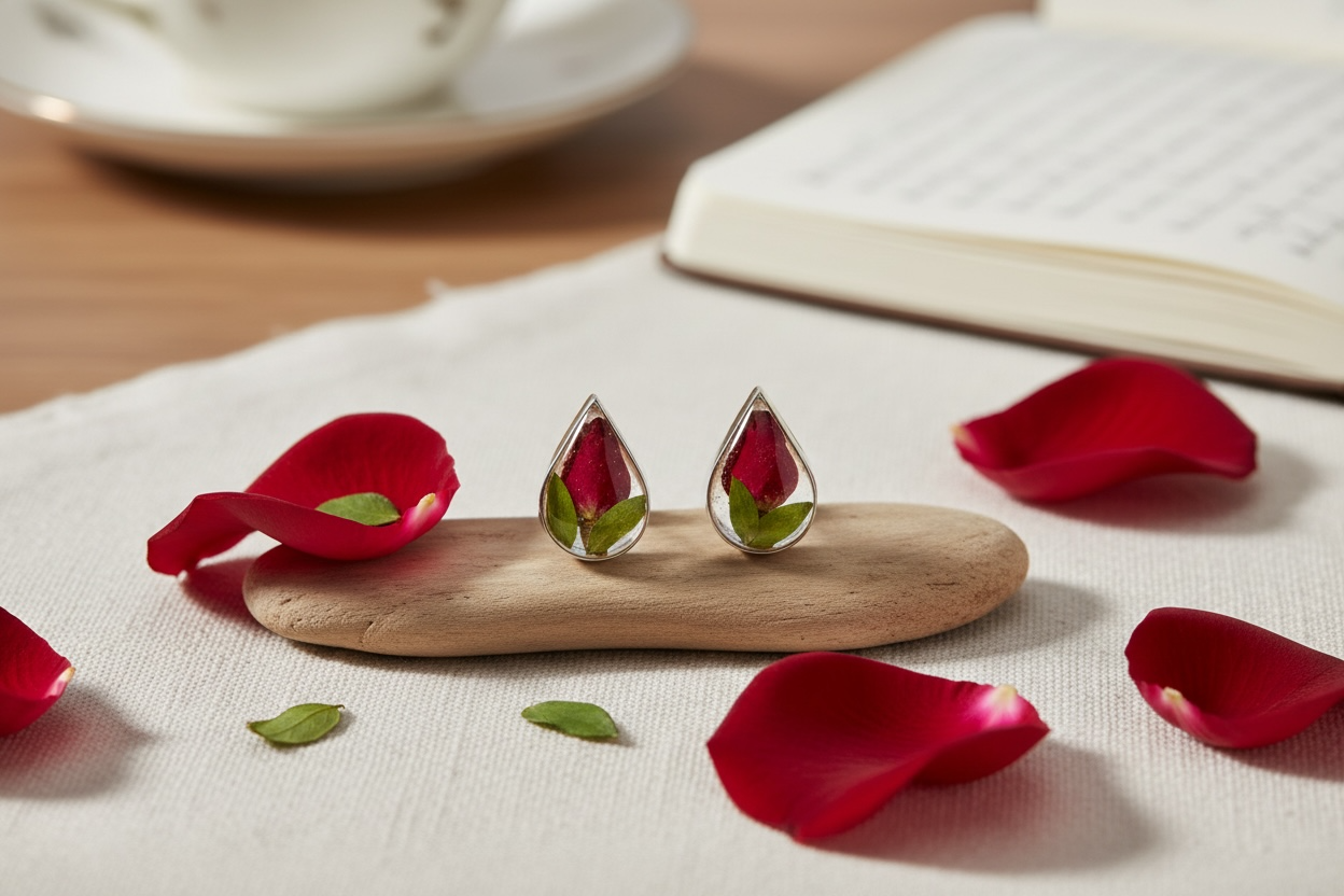 A Rose Bud Silver Stud Earrings available to buy from Fig and Rose Home.