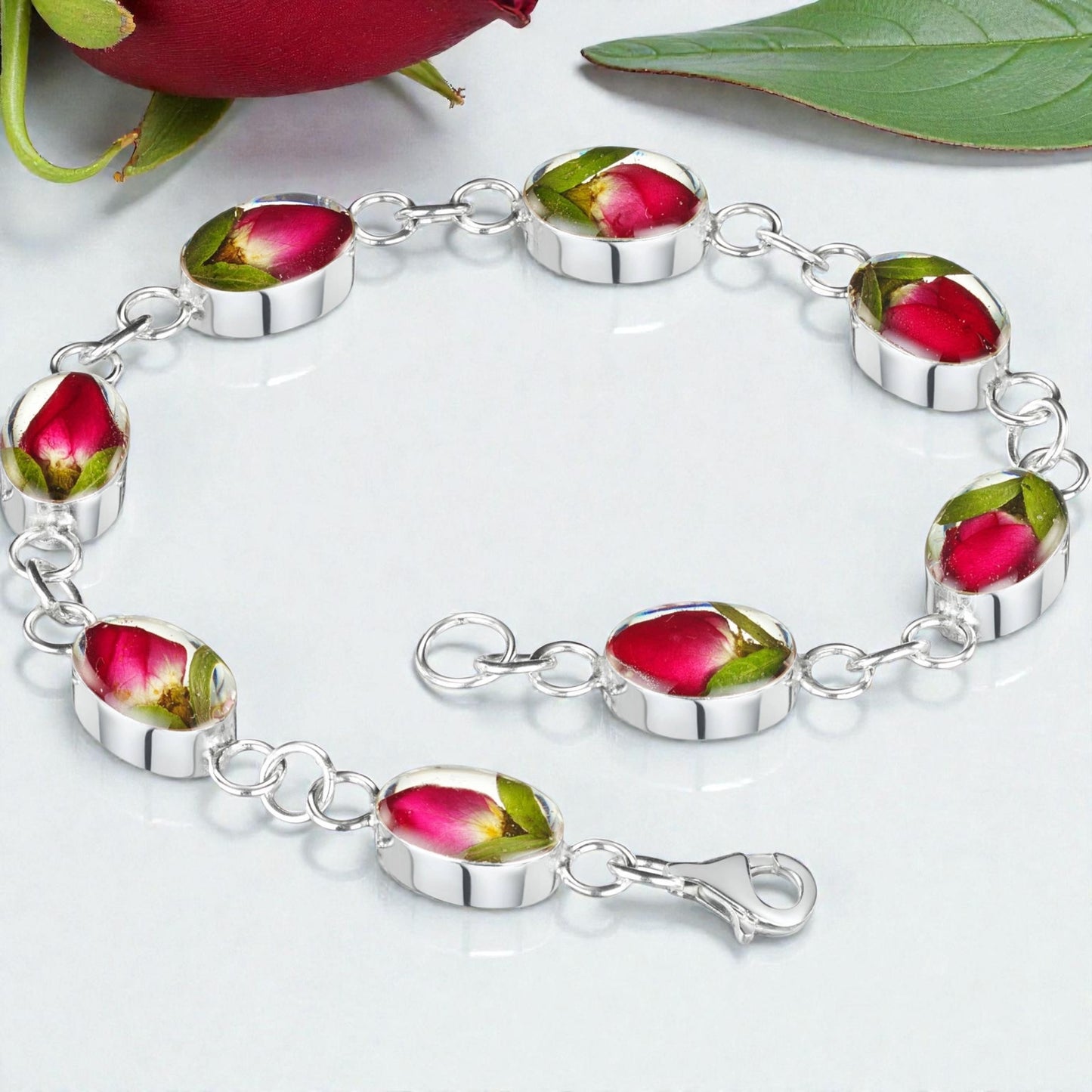 A Rose Bud Silver Bracelet available to buy from Fig and Rose Home.