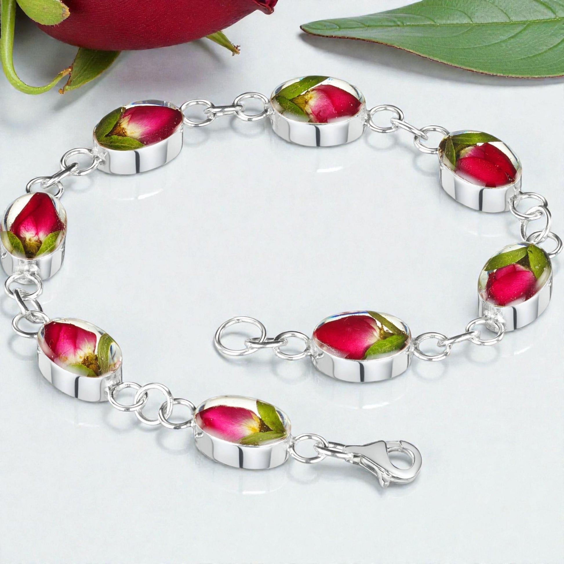 A Rose Bud Silver Bracelet available to buy from Fig and Rose Home.