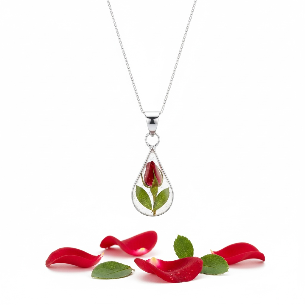 A Rose Bud Silver Pendant Necklace available to buy from Fig and Rose Home.