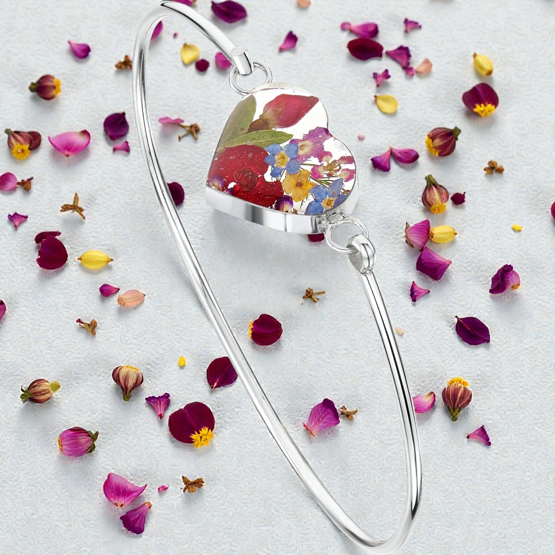 A Resin Flower Bangle available to buy from Fig and Rose Home.