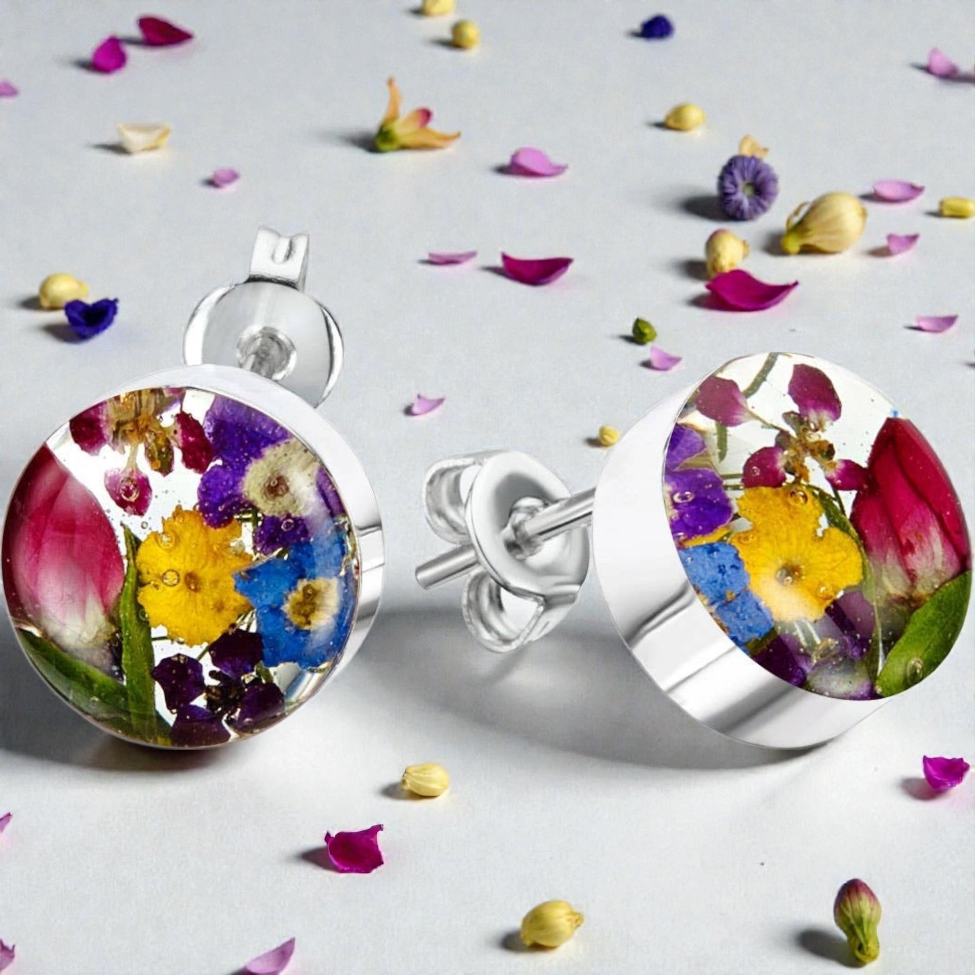 A Resin Flower Studs Earrings available to buy from Fig and Rose Home.