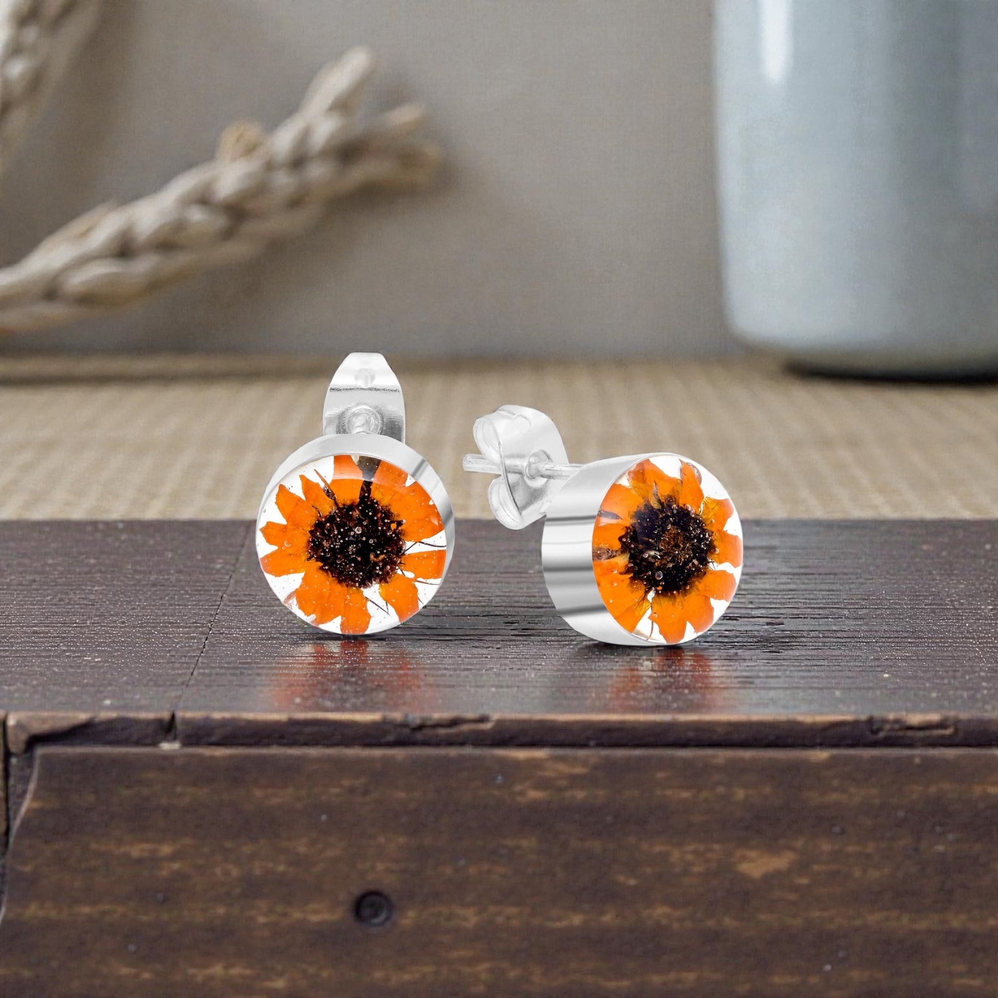 A Sunflower Silver Stud Earrings available to buy from Fig and Rose Home.