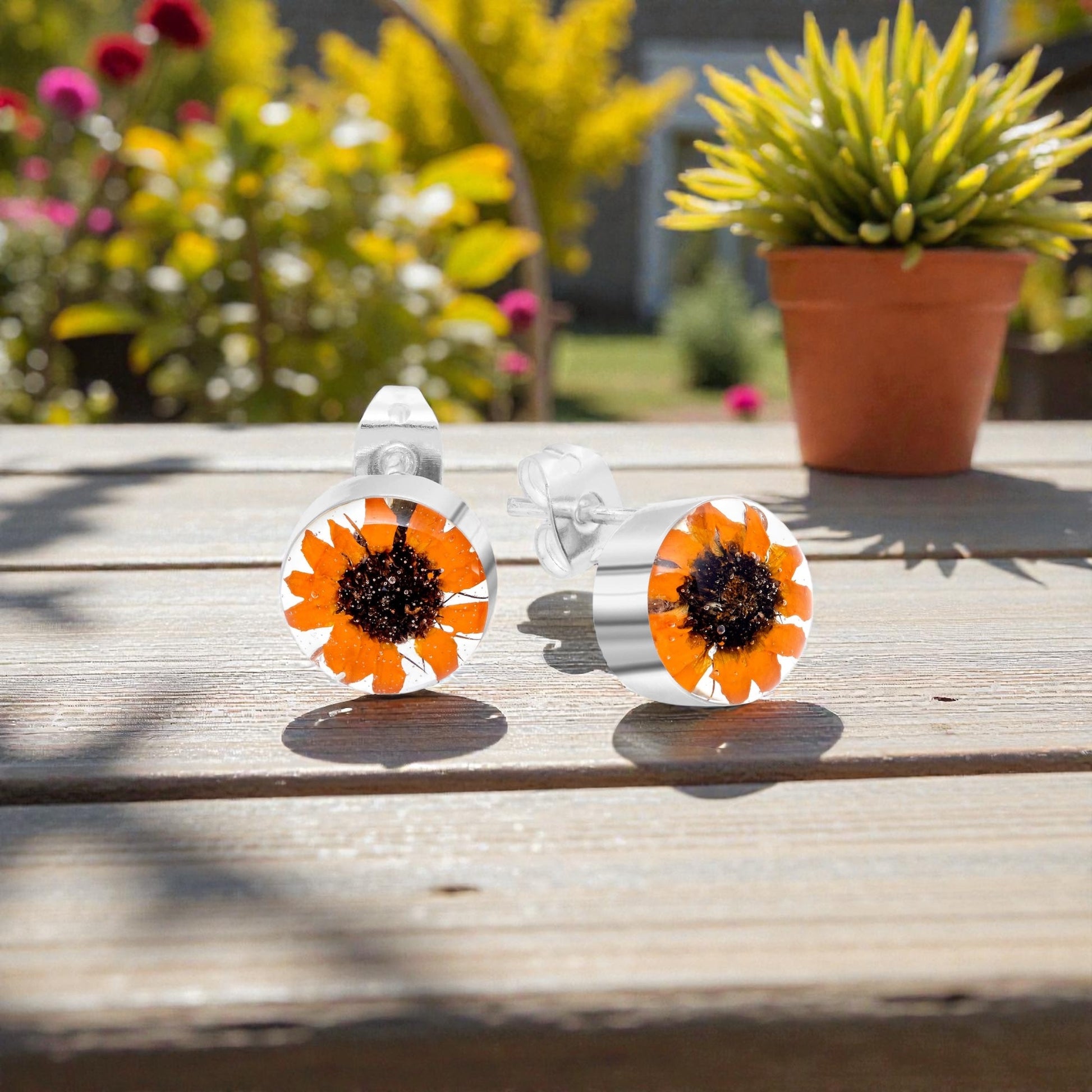 A Sunflower Silver Stud Earrings available to buy from Fig and Rose Home.
