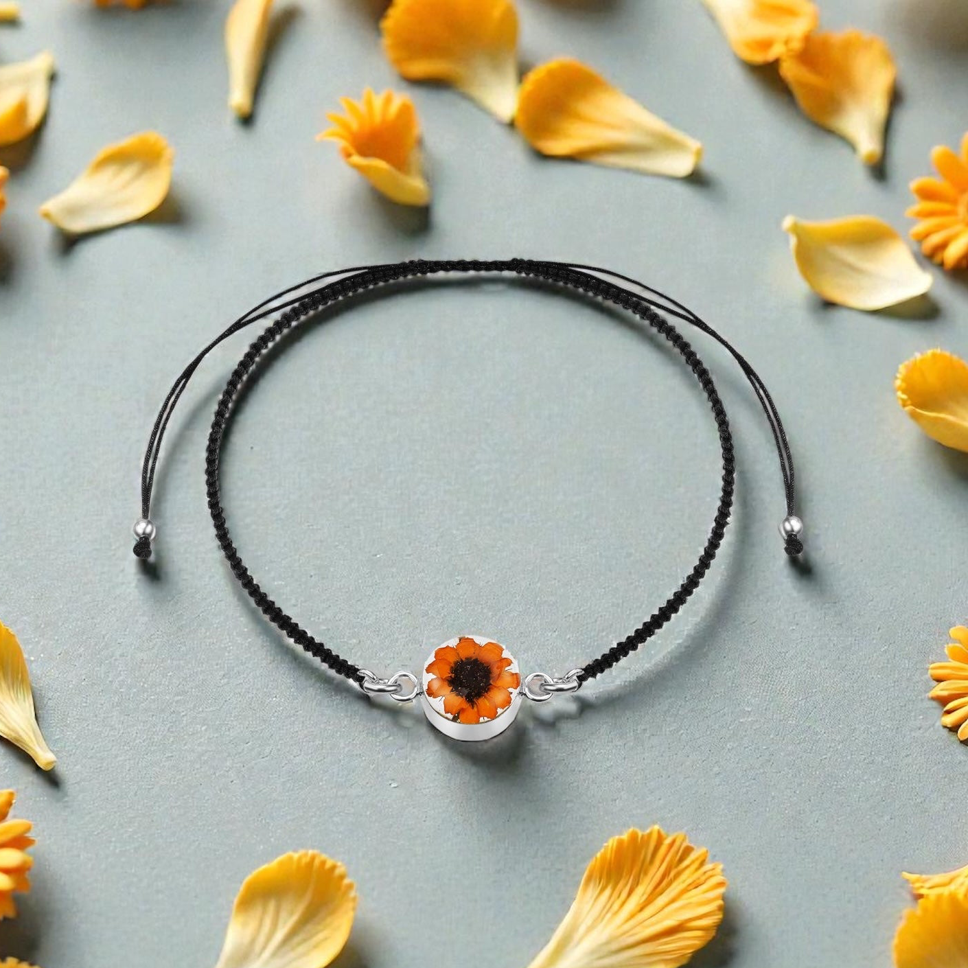 A Sunflower Woven Bracelet available to buy from Fig and Rose Home.