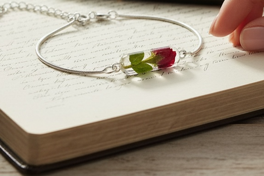 A Resin Rose Bracelet available to buy from Fig and Rose Home.