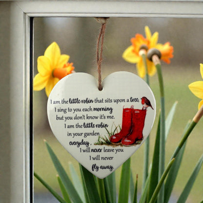 A Robin Memorial Heart Hanging Decoration from Fig and Rose.