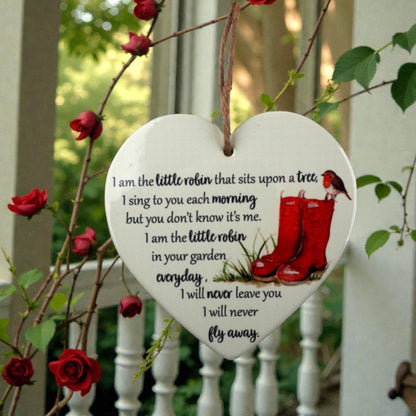 A Robin Memorial Heart Hanging Decoration from Fig and Rose.