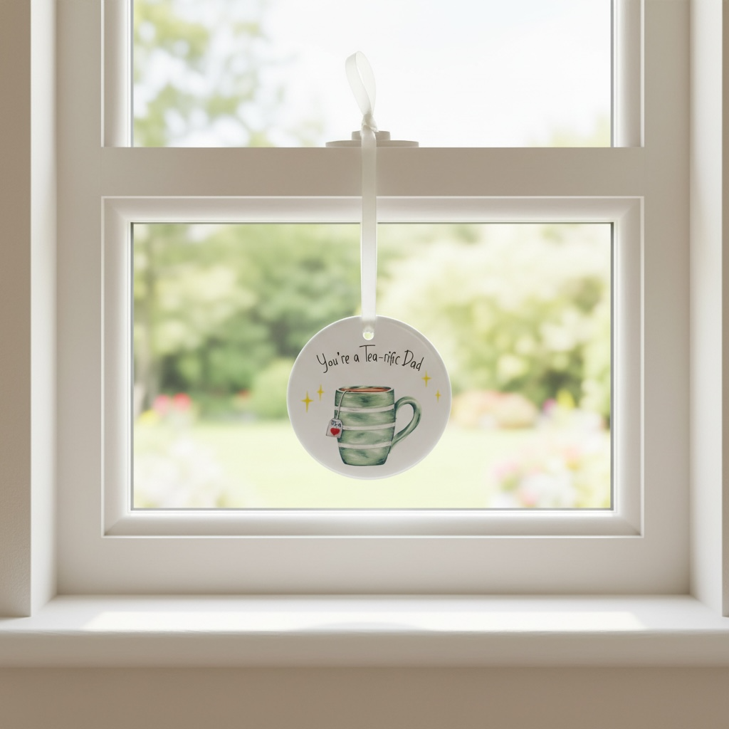 A Personalised Tea-rific Ceramic Decoration available to buy from Fig and Rose Home.