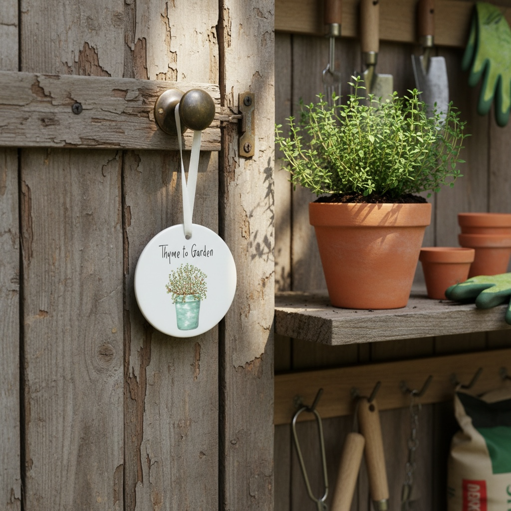 A Thyme to Garden Ceramic Decoration available to buy from Fig and Rose Home.