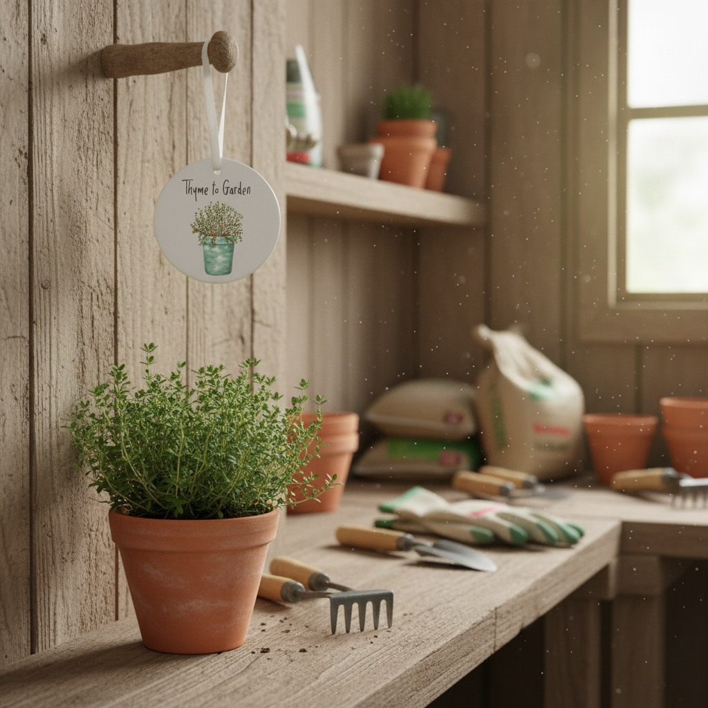 A Thyme to Garden Ceramic Decoration available to buy from Fig and Rose Home.
