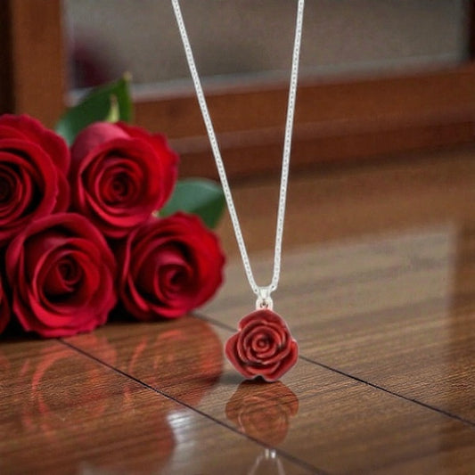 A Red Rose Necklace available to buy from Fig and Rose Home.