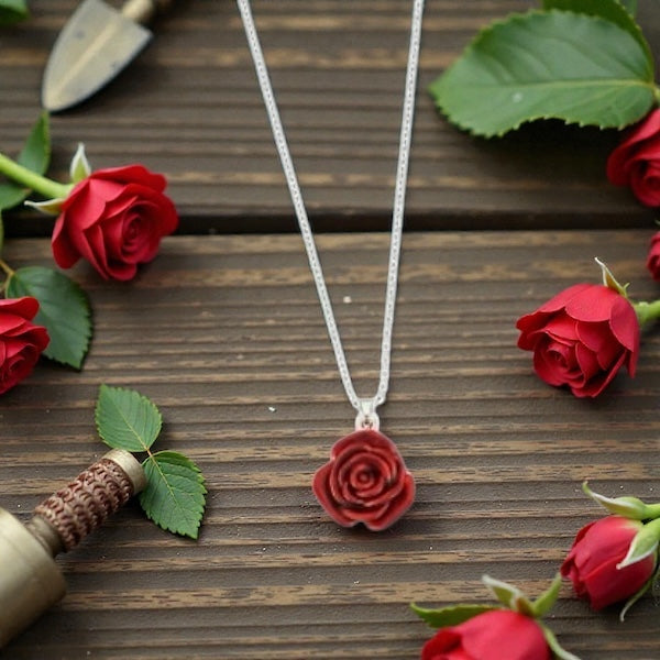A Red Rose Necklace available to buy from Fig and Rose Home.