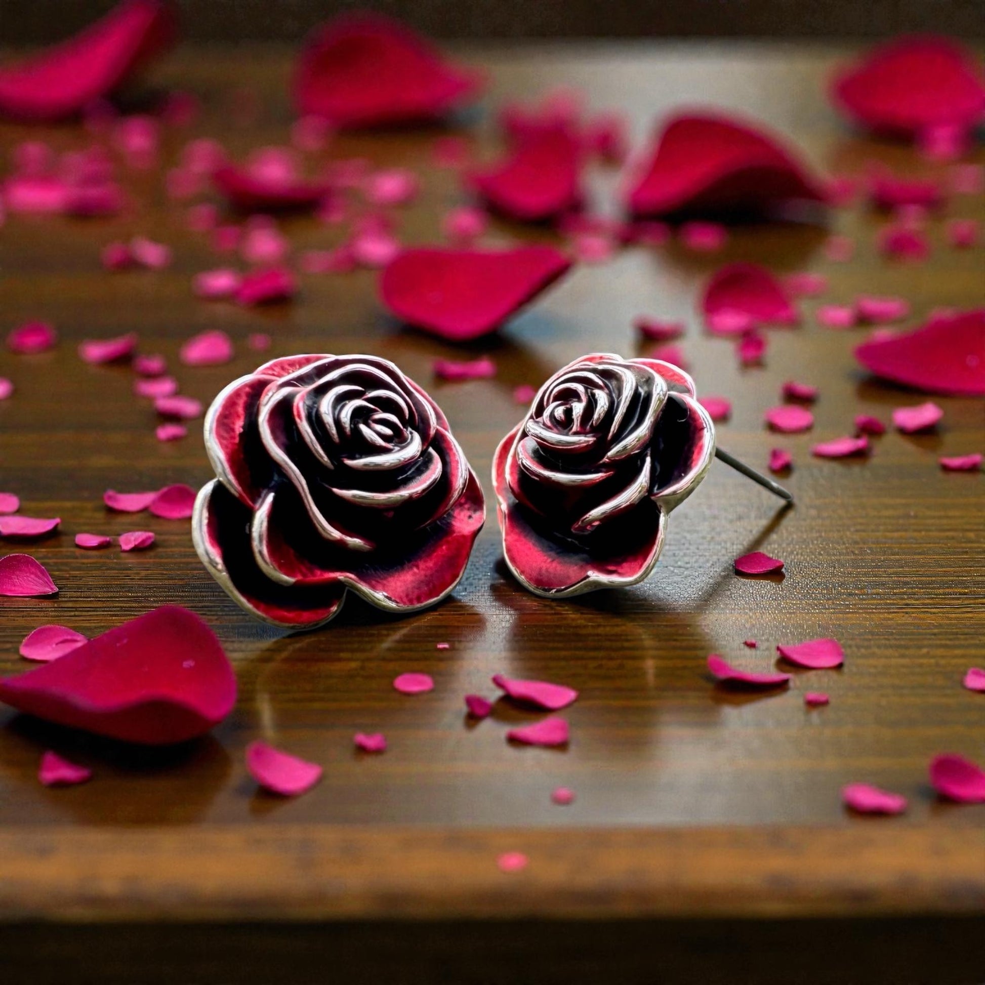 A Red Rose Stud Earrings available to buy from Fig and Rose Home.