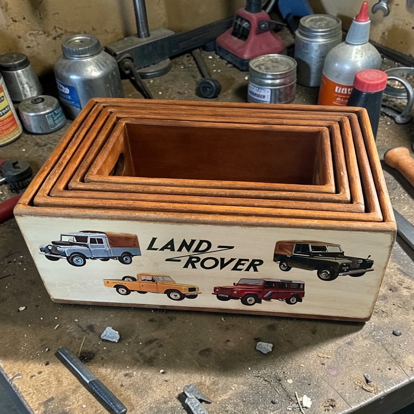 Set of 5 Land Rover Nesting Storage Boxes from Fig and Rose.