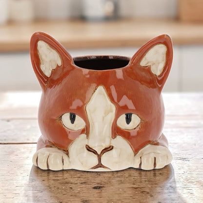 Ceramic Cat Plant Pot Holder