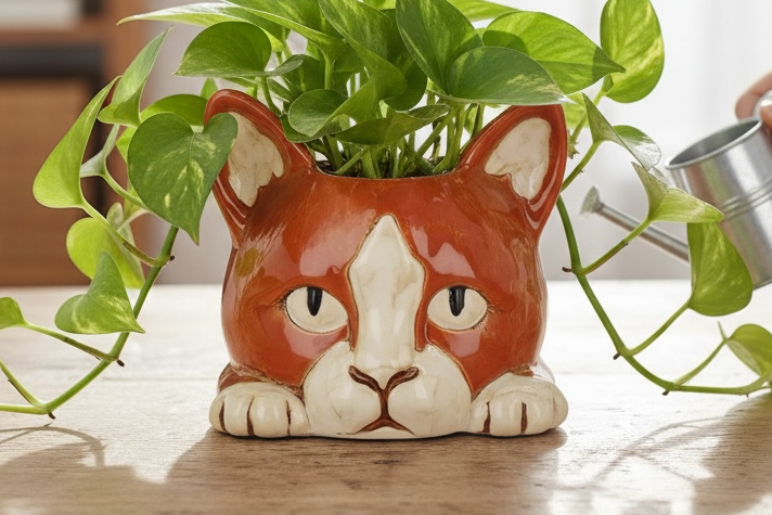 Cat Pot Hoder Ceramic Cat Plant Pot Holder | Fig & Rose Home