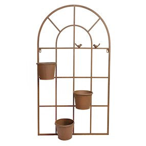 Rustic Metal Wall Planter with Hanging Pots