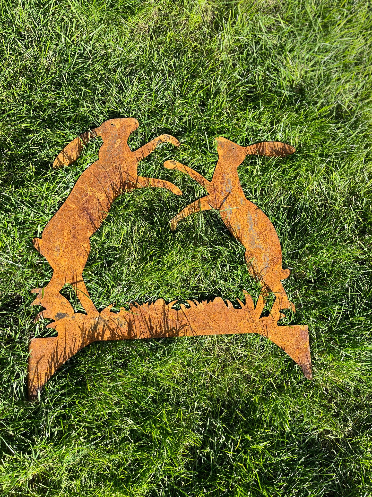 Boxing Hares | Hand Forged Boxing Hares | Rusty Boxing Hares | Garden Decor | Gift for a Friend