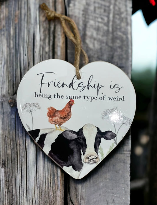 Farmyard Ceramic Hanger | Friend Gift | Friend Quote | Friendship is being the same type of weird
