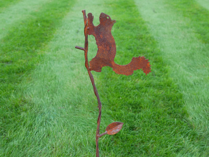 Rusty Squirrel | Garden Decor | Garden Stake | Gift for Gardener