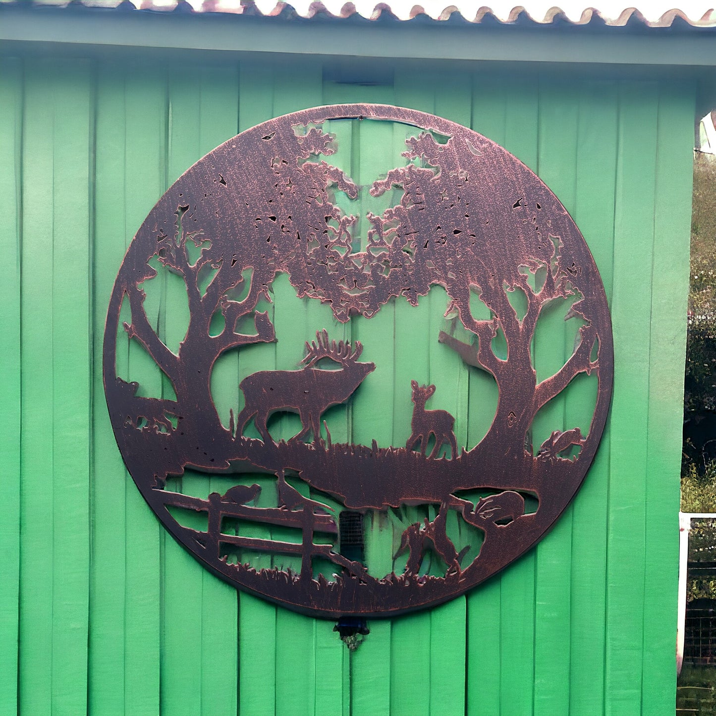 Stag and Countryside Animals |Metal Garden Plaque | Copper