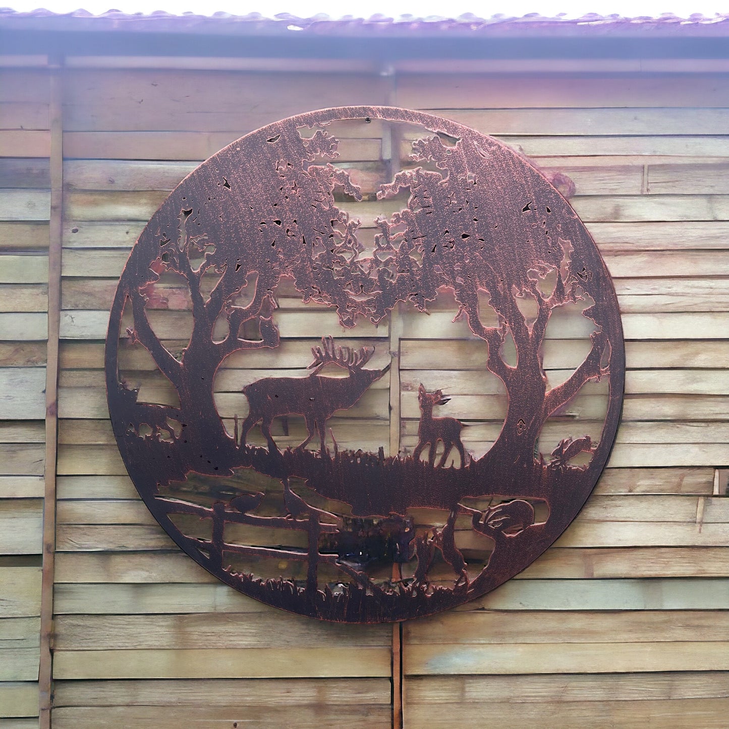 Stag and Countryside Animals |Metal Garden Plaque | Copper