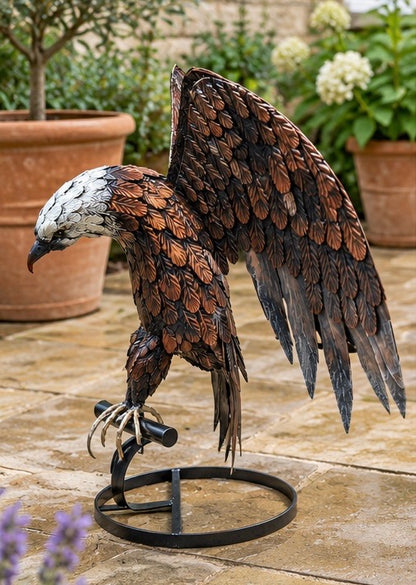 Large Metal Garden Sculpture | Hand-Finished Eagle Ornament