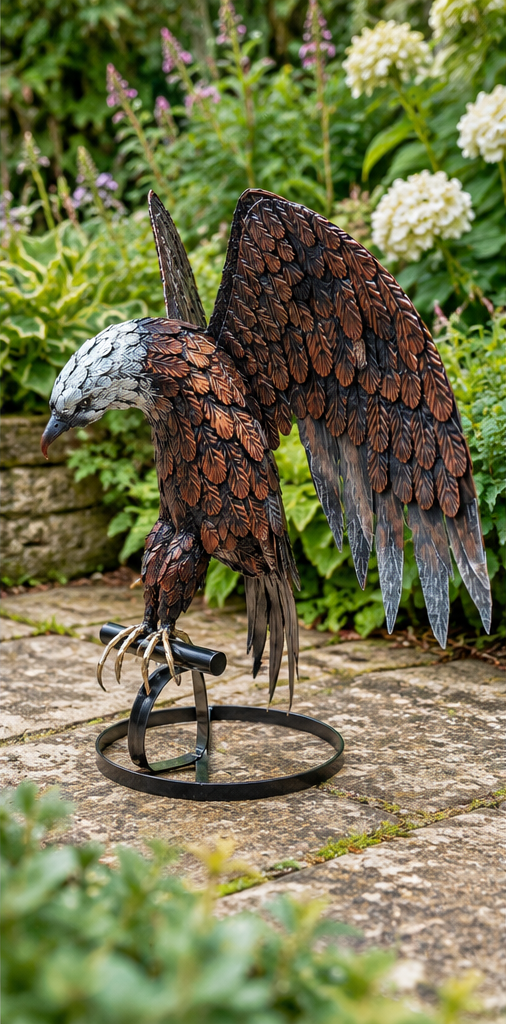 Large Metal Garden Sculpture | Hand-Finished Eagle Ornament