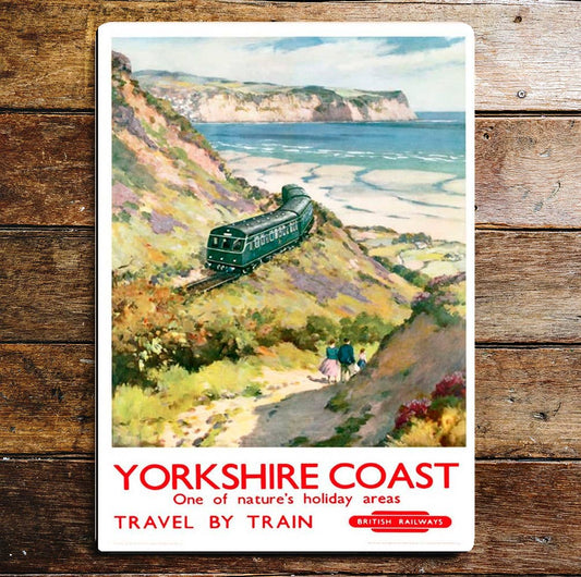 A Yorkshire Coast British Railways Metal Sign available to buy from Fig and Rose Home.