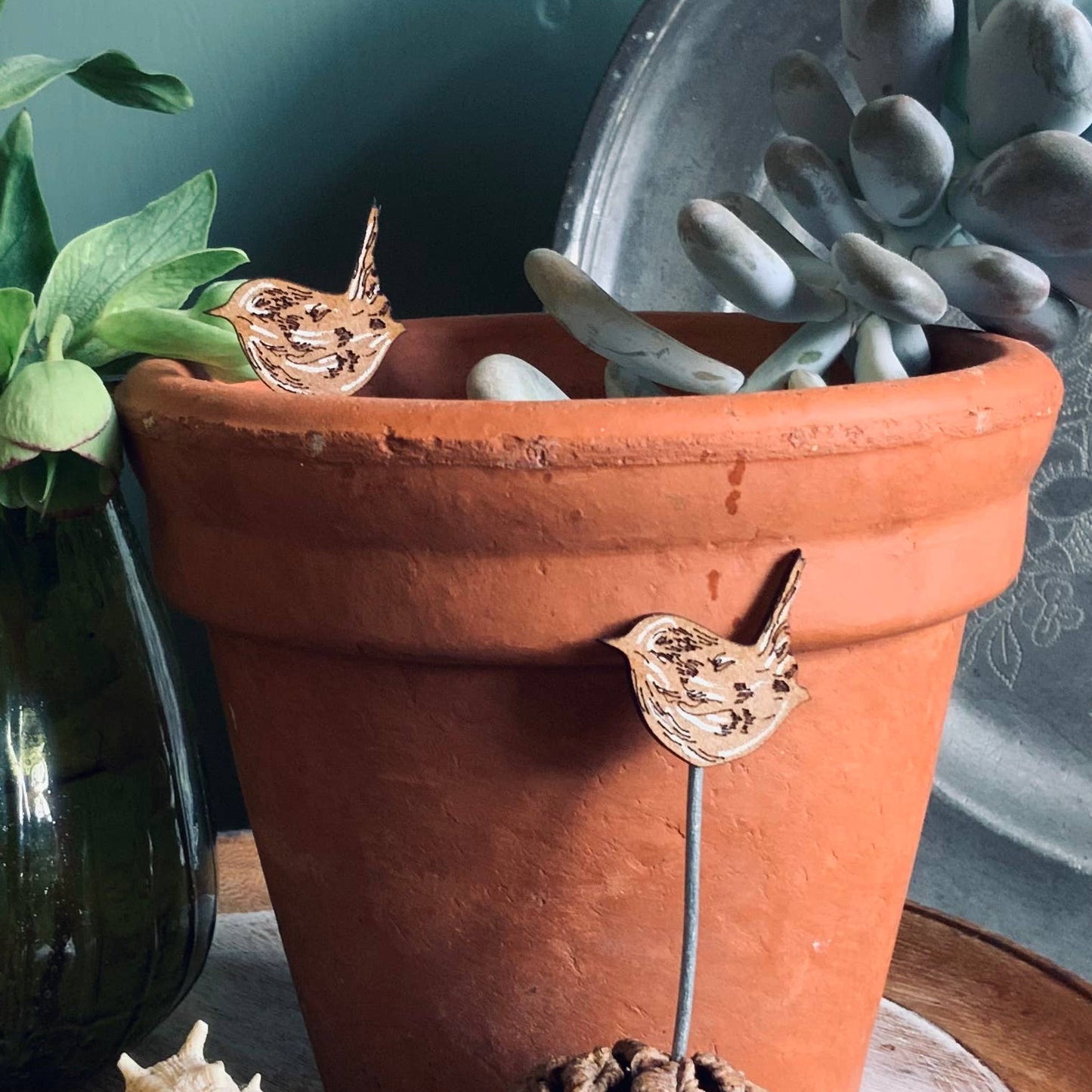 A Wren Plant Pot Companions available to buy from Fig and Rose Home.
