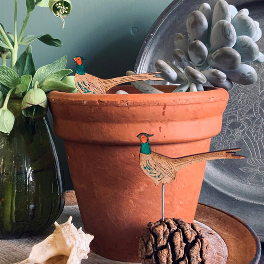 A Pheasant Plant Pot Companions available to buy from Fig and Rose Home.