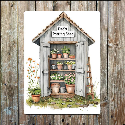 A Dad Potting Shed Metal Sign available to buy from Fig and Rose Home.