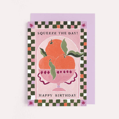 A Squeeze The Day Oranges Card available to buy from Fig and Rose Home.