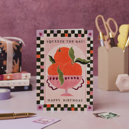 A Squeeze The Day Oranges Card available to buy from Fig and Rose Home.