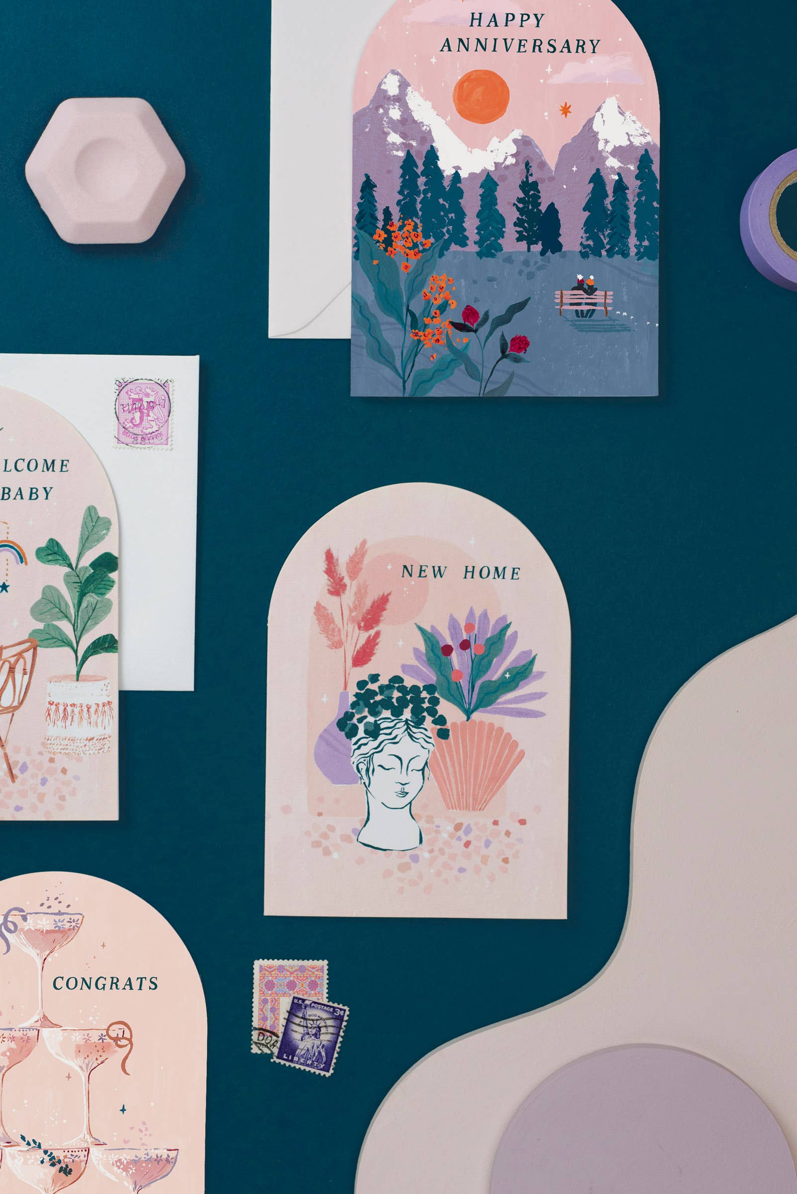 A Dried Flowers New Home Card available to buy from Fig and Rose Home.