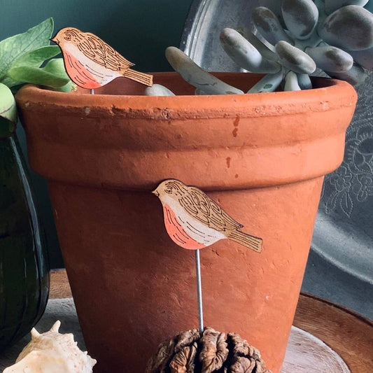 A Robin Plant Pot Companions available to buy from Fig and Rose Home.