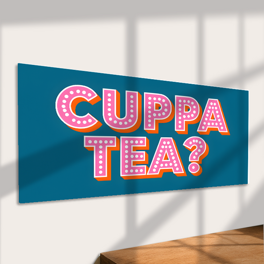 A Cuppa Tea? Metal Sign available to buy from Fig and Rose Home.