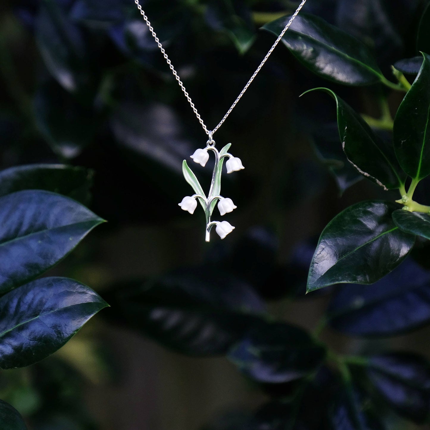 A Lily of The Valley Necklace available to buy from Fig and Rose Home.