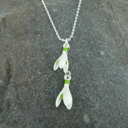 A Snowdrop Pendant Necklace available to buy from Fig and Rose Home.
