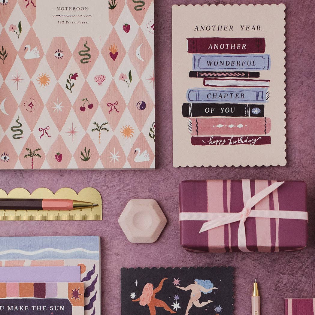 A Bookish Birthday Card available to buy from Fig and Rose Home.