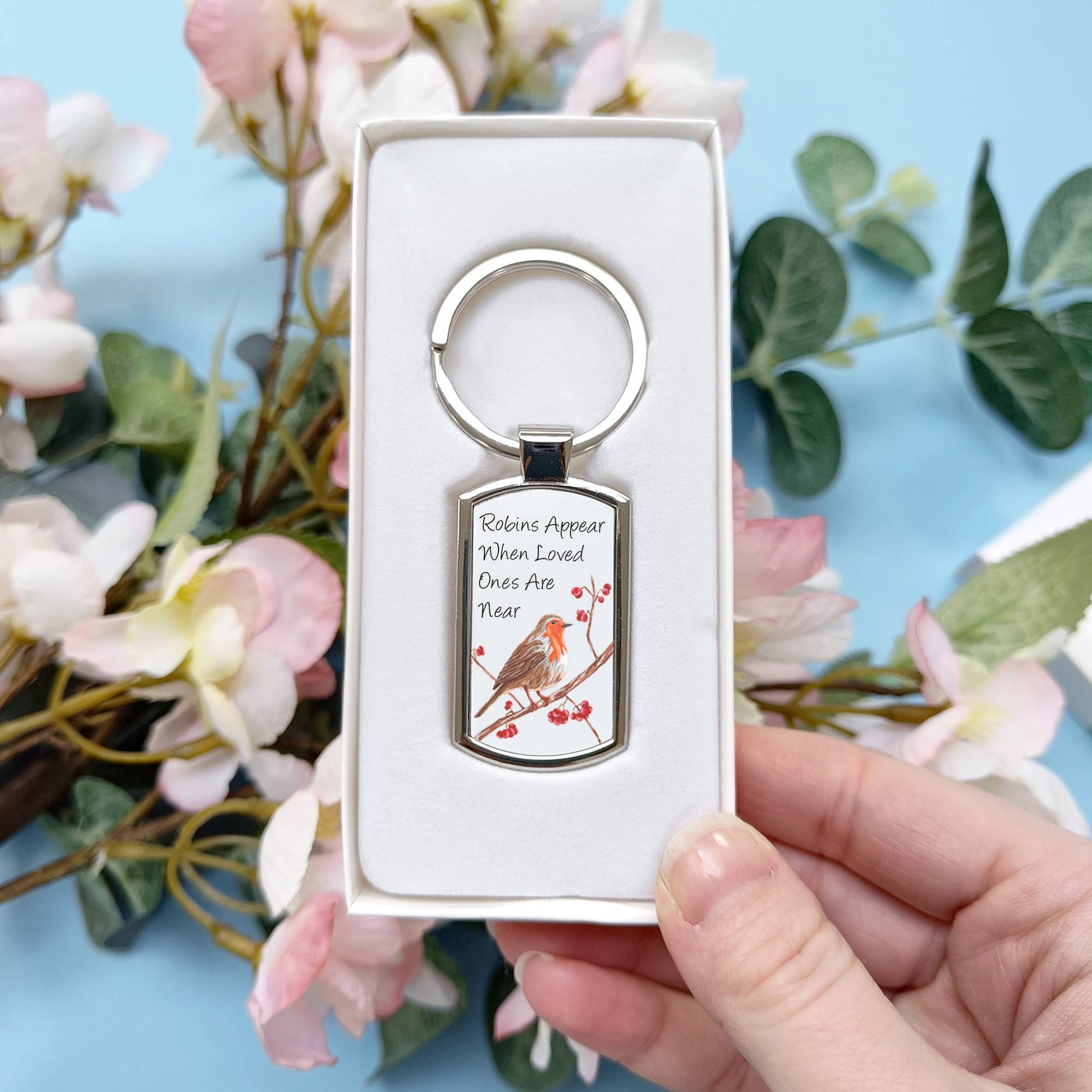A Robin Keyring available to buy from Fig and Rose Home.