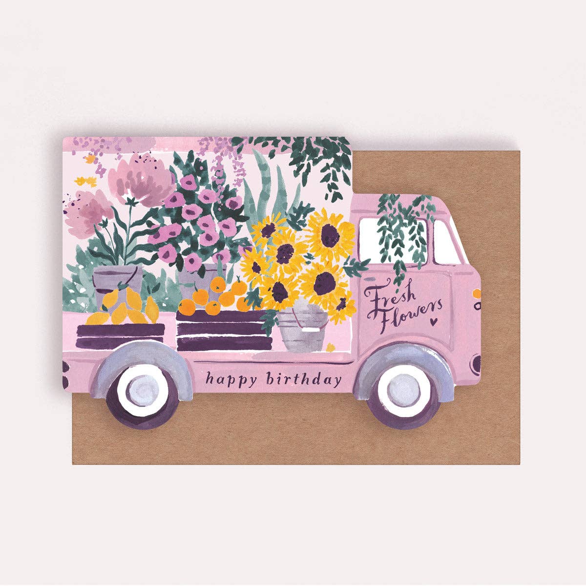 A Flower Truck Birthday Card available to buy from Fig and Rose Home.