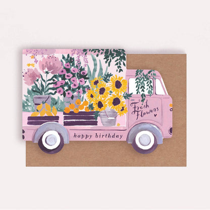 A Flower Truck Birthday Card available to buy from Fig and Rose Home.